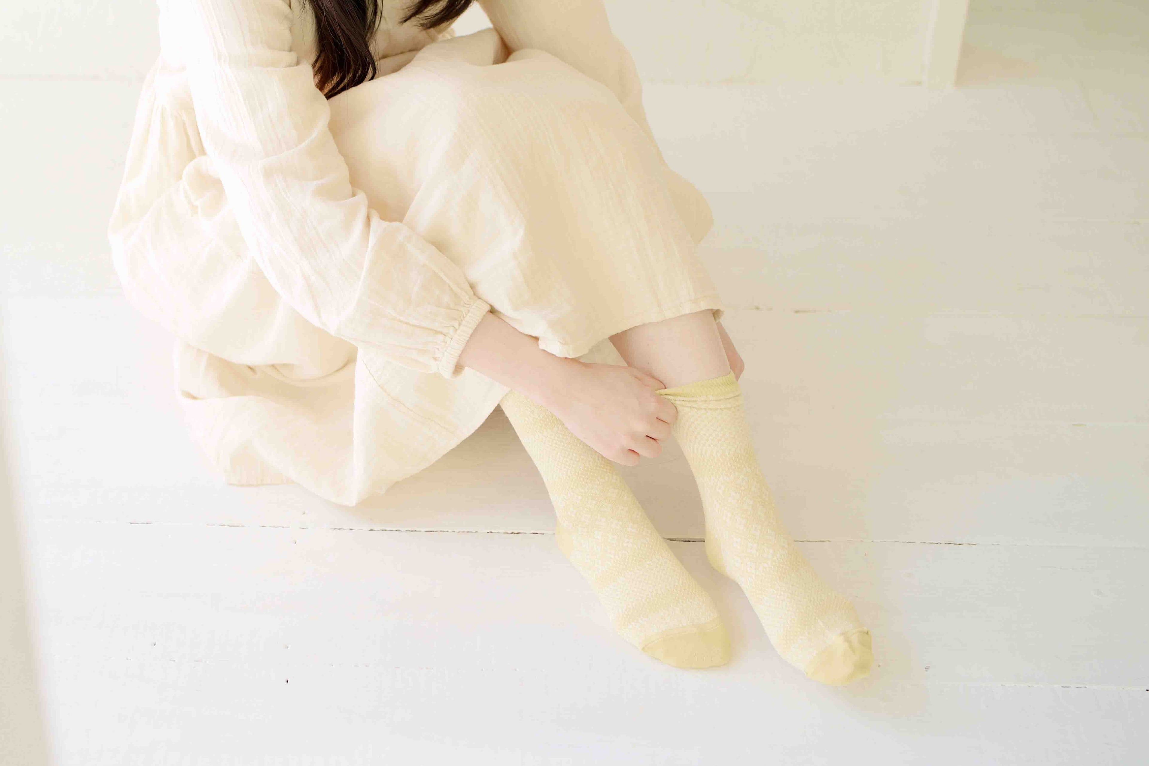 Cotton Linen Jacquard Socks