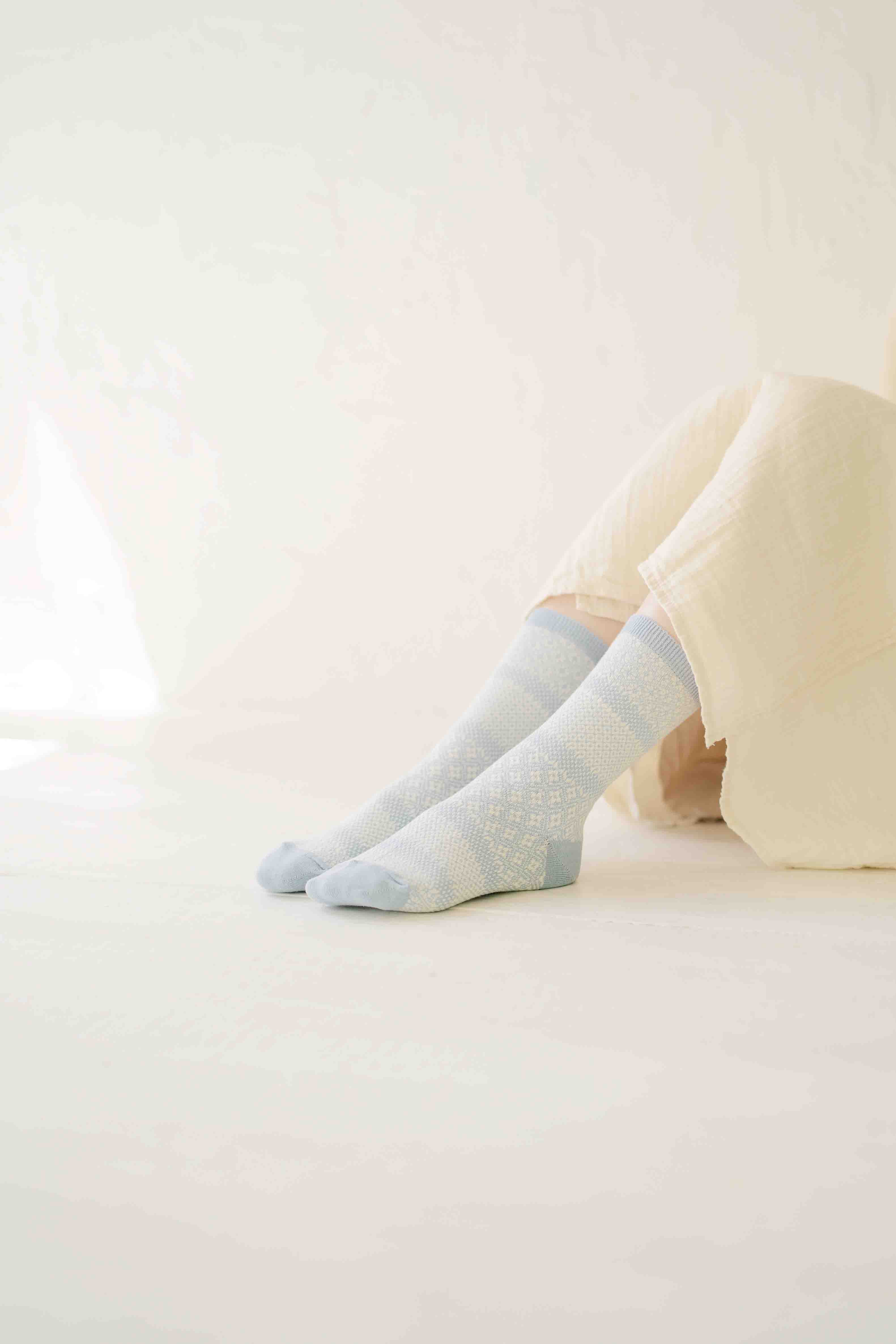 Cotton Linen Jacquard Socks