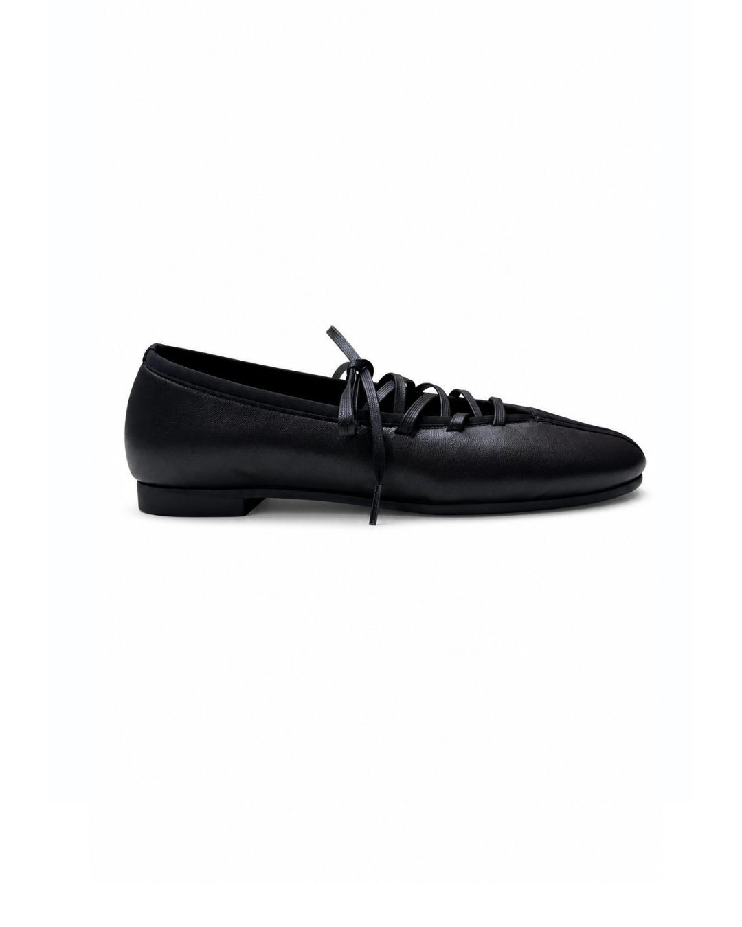Anna Lace up Ballet Flats - Classy Black