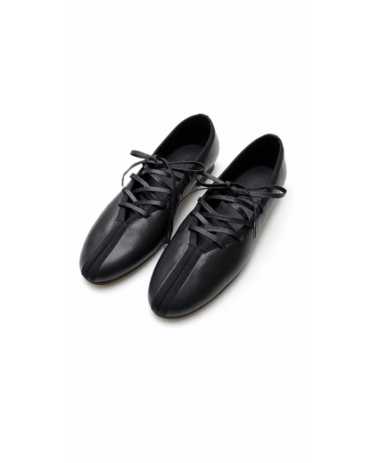 Anna Lace up Ballet Flats - Classy Black